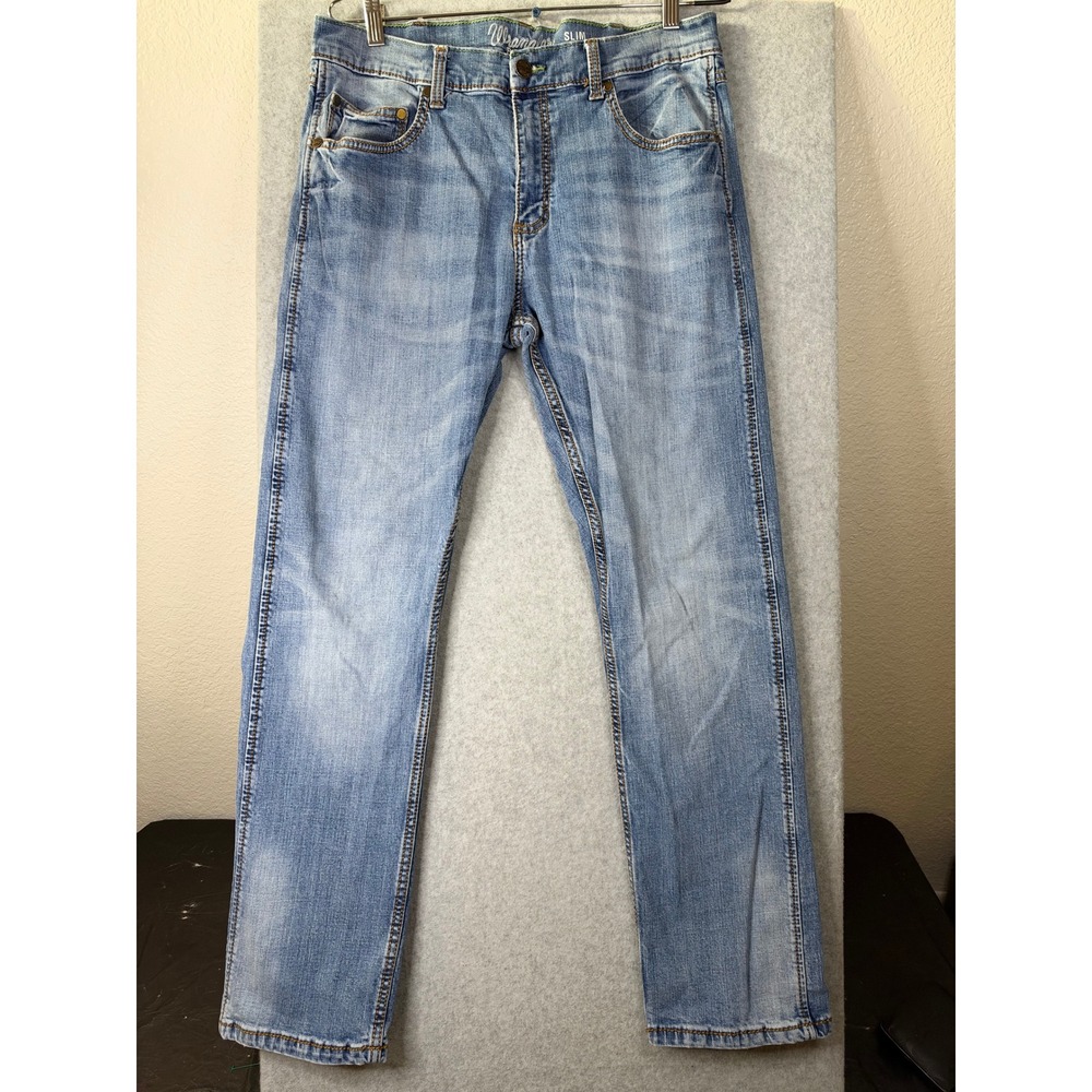 Wrangler Retro Slim Straight Jeans Light Wash Denim 35x32 10WLTBSBZ
